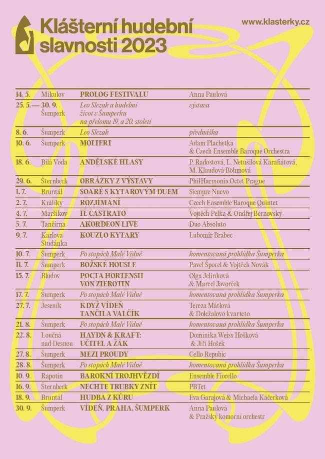 Program festivalu Klášterní hudební slavnosti
