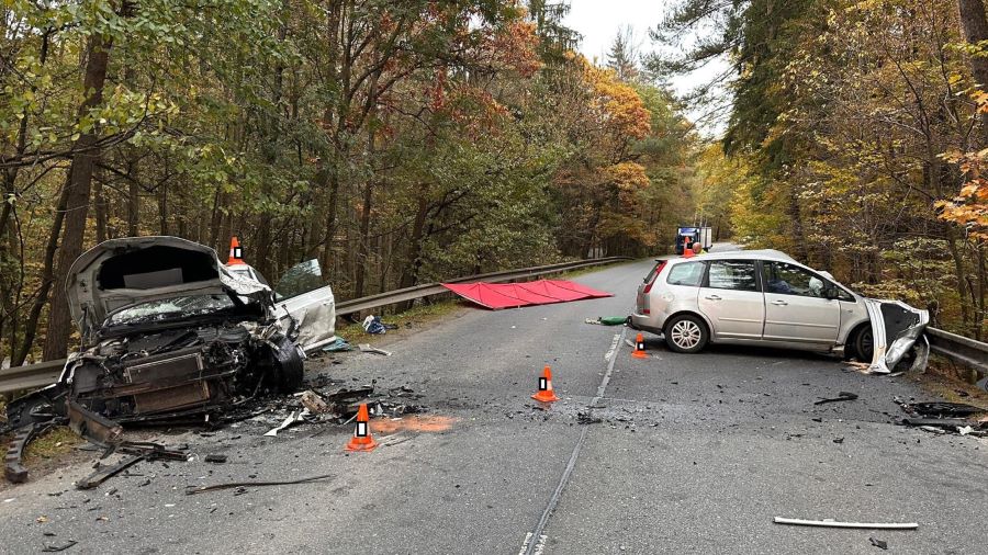 Tragická nehoda poblíž Podolského mostu. Foto: Policie ČR - KŘP Jihočeského kraje