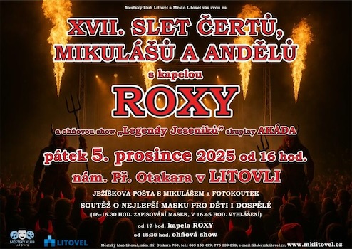 Plakát akce sled čertu v Litovli 